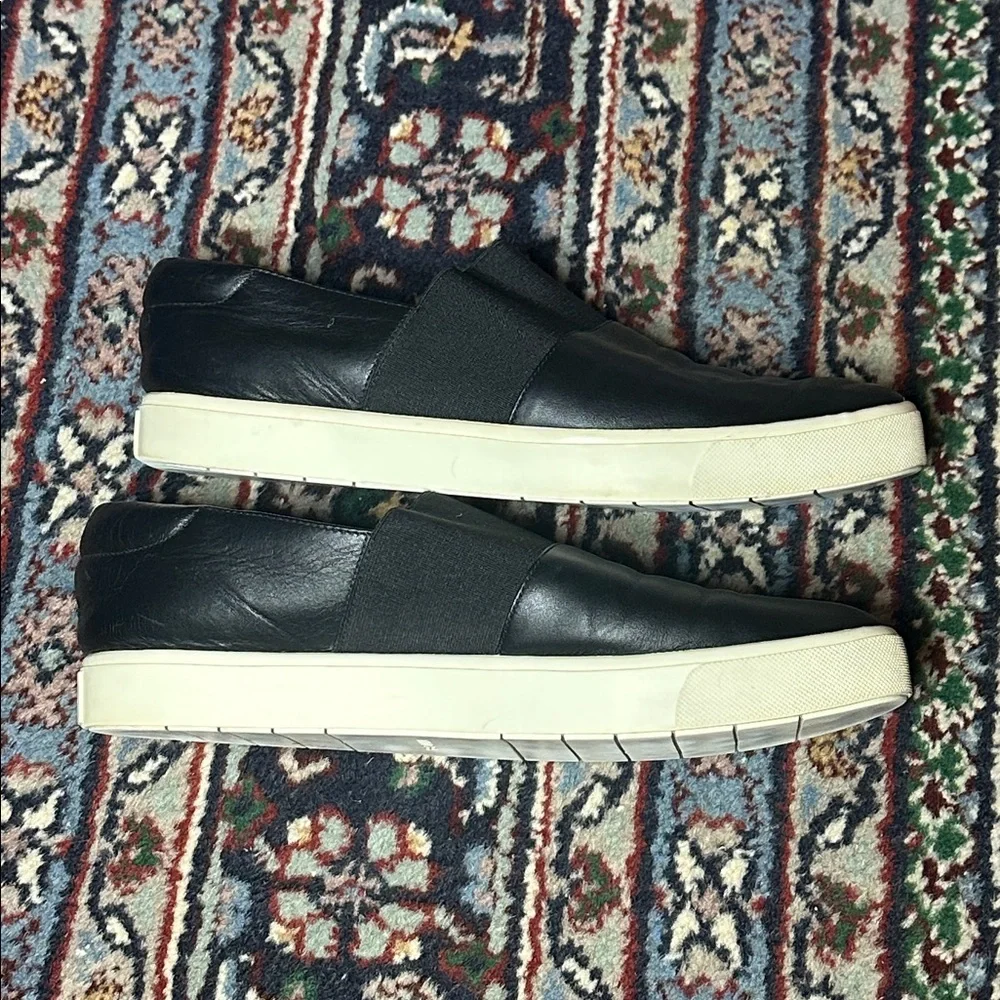 Vince Corbin Black Leather Platform Elastic Slip On Shoes Women's Size 9